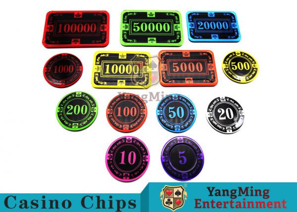 Quality 12g Bright Color Crystal Acrylic Poker Chips High Wear Resistance for sale