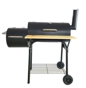 Wholesale Large Double Barrel Charcoal Grid BBQ Smoker Dia. 4mm Galvanized Side Table Included from china suppliers
