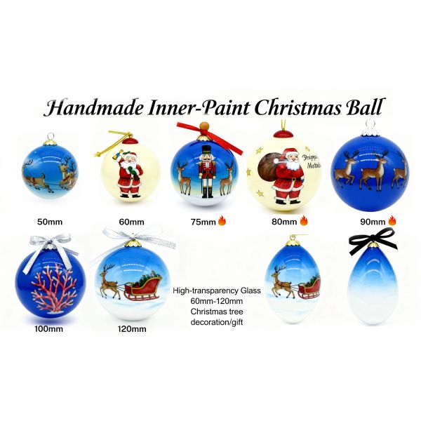 Customized Hand Painted Christmas Tree Decoration Glass Ball with Size and Logo Custom for Party Personalized Glass Ornament