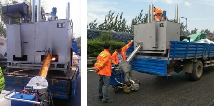 Double Cylinder Truck Mounted Thermoplastic Paint Preheater / Boiler