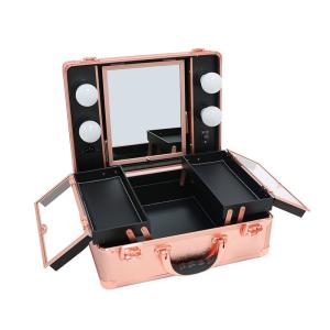 Wholesale Aluminum Makeup Vanity Trolley With Mirror Rose Gold Color For Travel from china suppliers