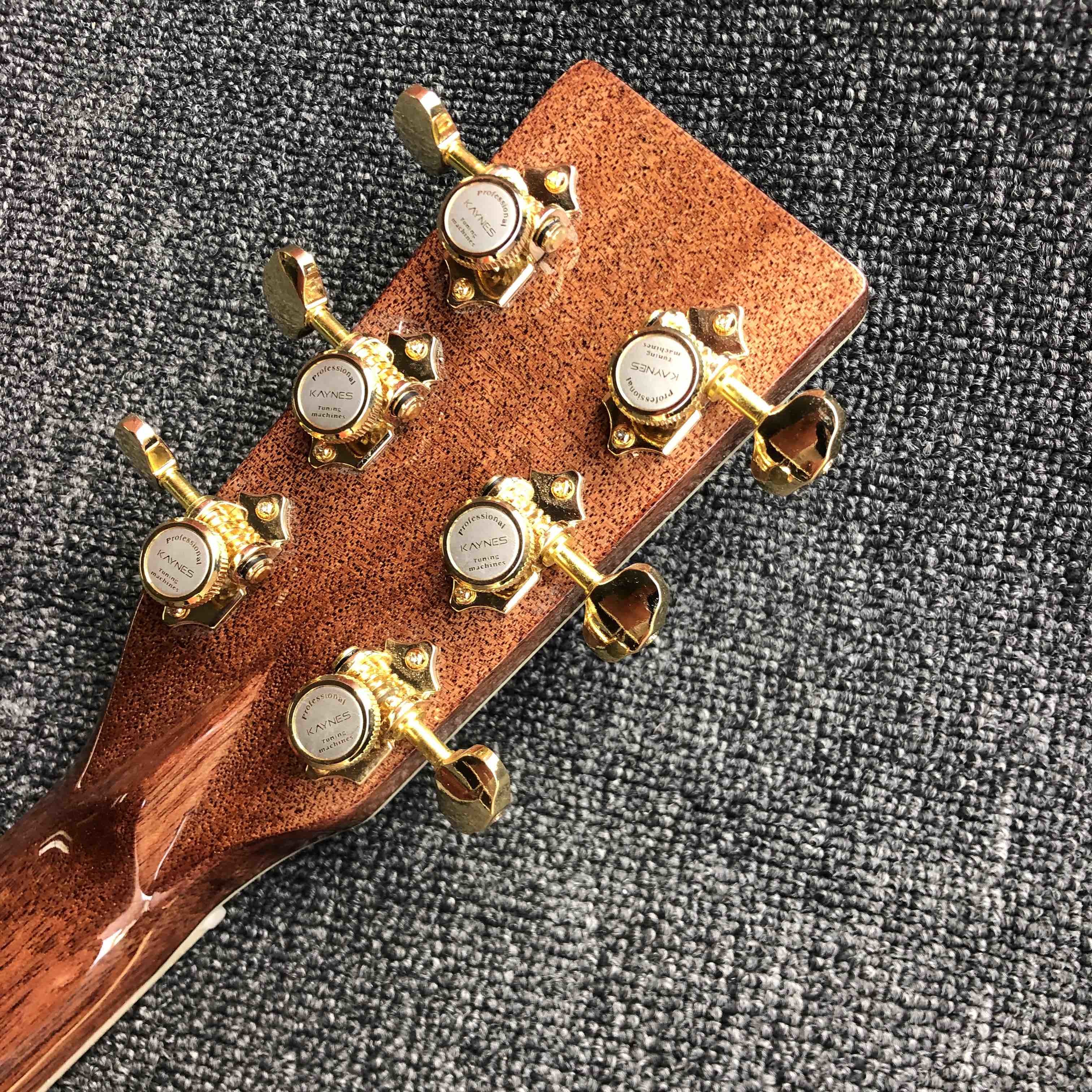 All Solid Wood Retro 41" D Type Acoustic Guitar Abalone Inlay Ebony Fingerboard