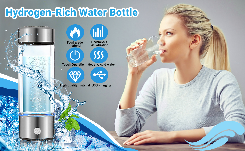 Portable 3Min Quick Electrolysis Hydrogen Water Bottle for Office Travel and Exercise