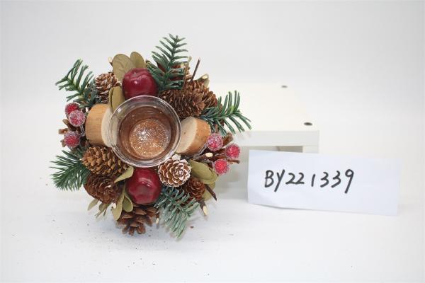 New Style Wholesales Pine Cone Xmas Candle Holder Artificial Table Christmas