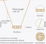 18K Gold Plated Stainless Steel Jewelry Hollow Oval Zircon Pendant Trendy For
