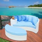 Luxury hotel outdoor wicker furniture PE rattan daybed seaside sunbed