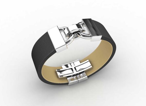 Top Quality Europe Fashion Stainless Steel Genuine Leather Silicone Bangle