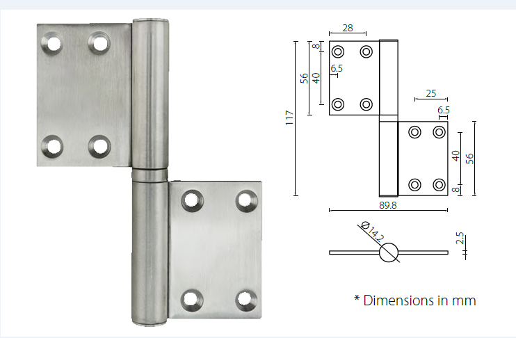 Stainless Steel Door Hinges For Public Building , Euro Mortice Hinge HB Series