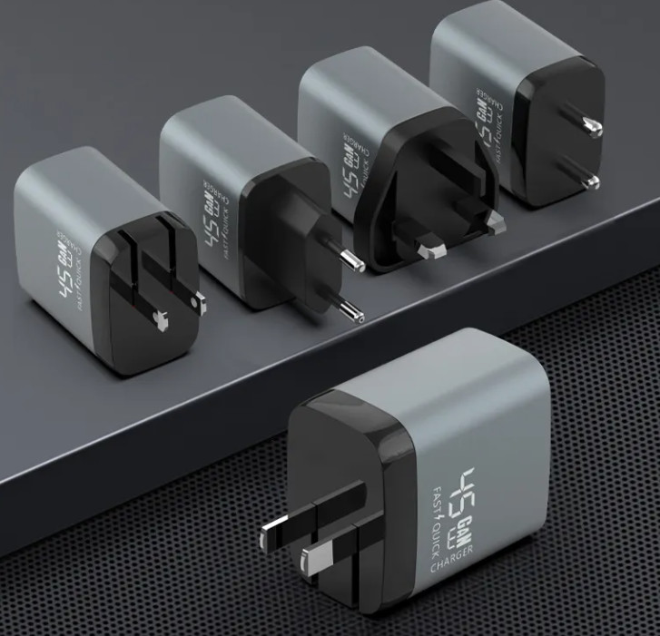 2025 LX 45W White/Black Gallium Nitride Dual Ports USB C Charger Foldable US Plug Fast Charging Adapter Customized Wall Charger