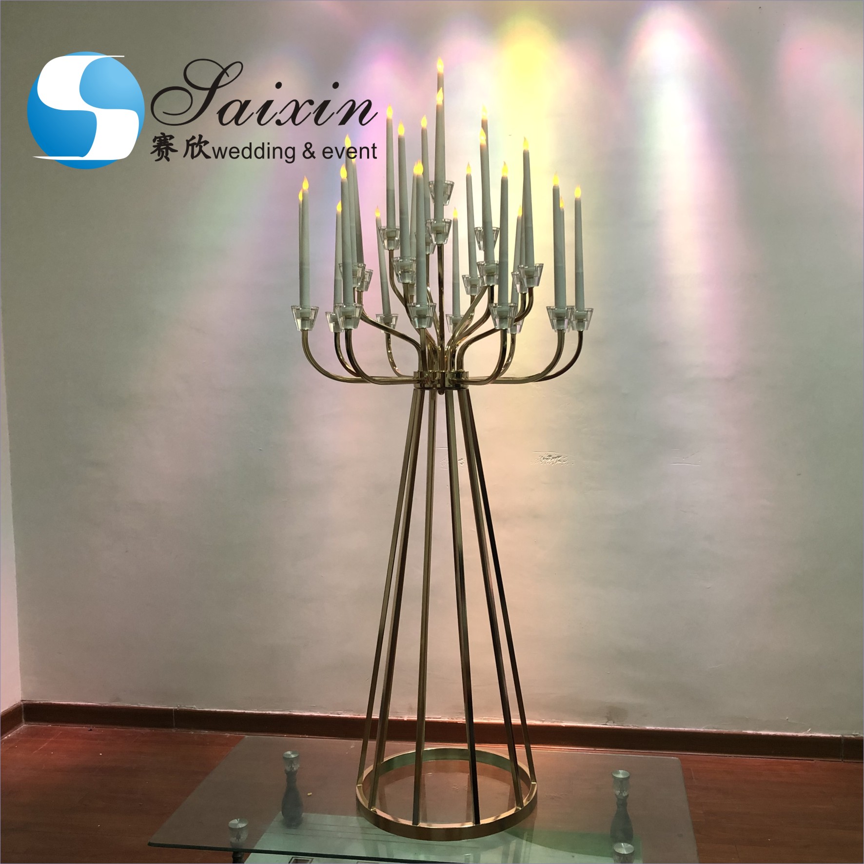 9 Arms Tall Luxury Clear Crystal Candle Holder For Dining Table Wedding Centerpiece Home Decor