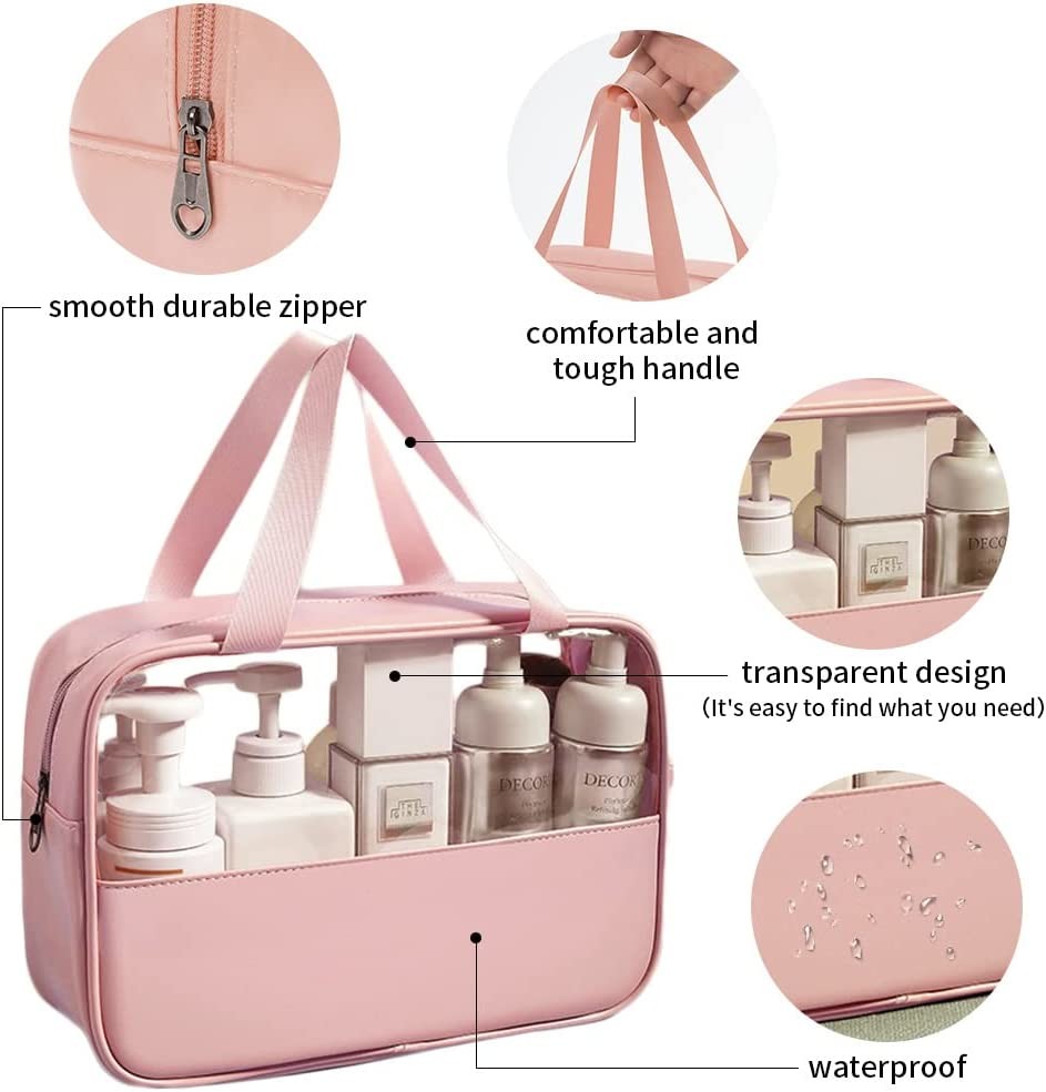 Shockproof protective &Storgae Clear Travel Toiletry Bag Makeup Bag Transparent Hanging Organizer for Women