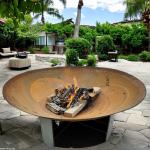 Manual Ignition Rustic Red Steel Fire Pits Metal Steel Fire Bowl Outdoor