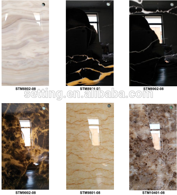 4*8 scratch resistant Gloss marble color acrylic high gloss MDF
