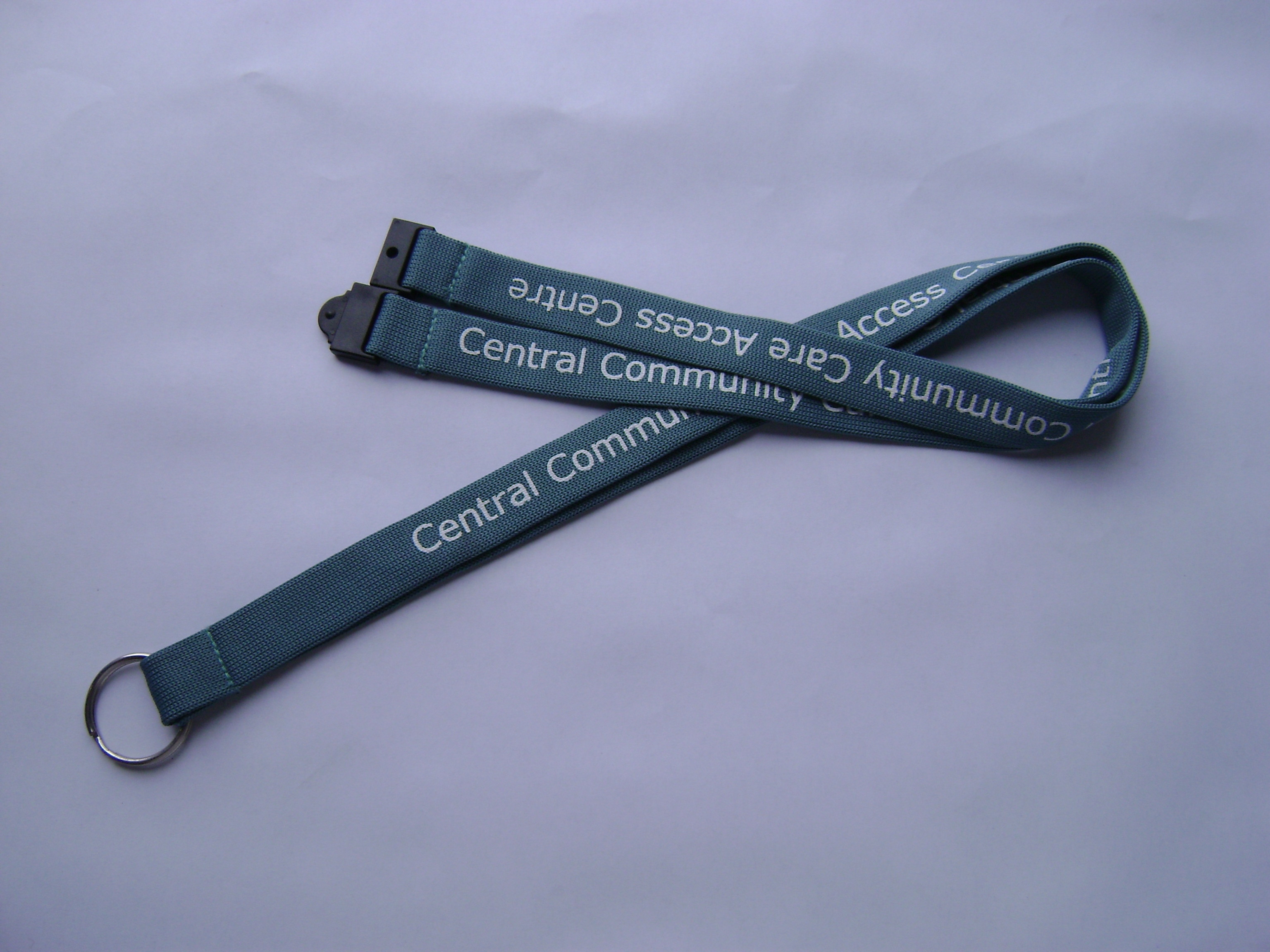 Blue Background Black Logo Dye Sublimation Lanyards For School ID Card , Good Looking