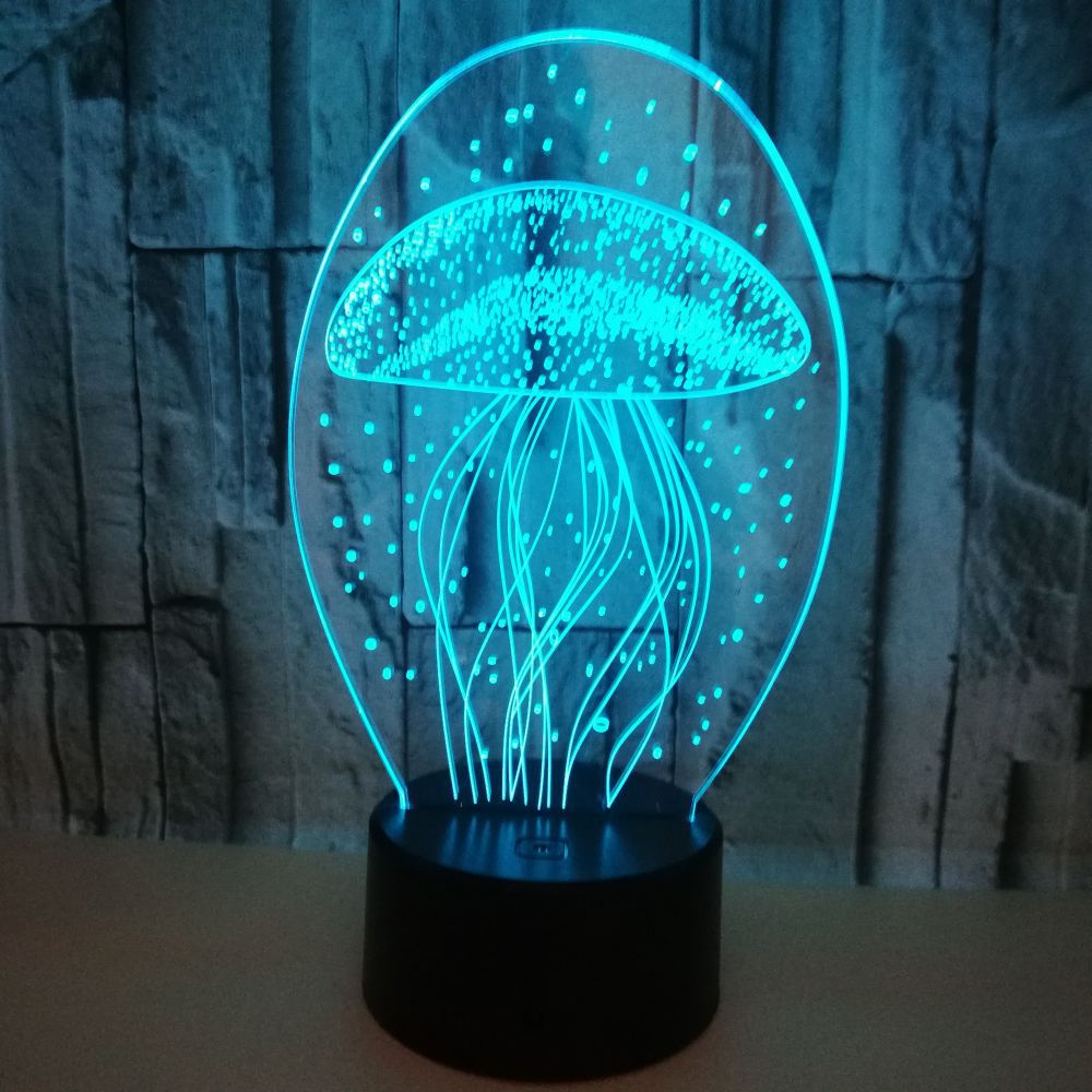 OEM ocean animal fish Jellyfish 3D night light colorful LED visual light gift atmosphere 3D table lamp