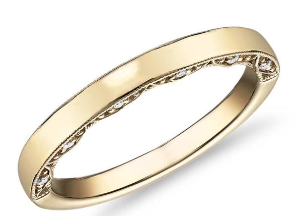 0.12ct Tiny 14K Yellow Gold Jewelry , Yellow Gold Diamond Wedding Bands EX Cut