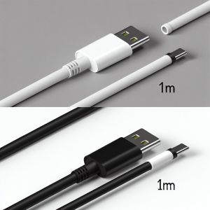 USB A to Type C Fast Charging Cable 1m Black White