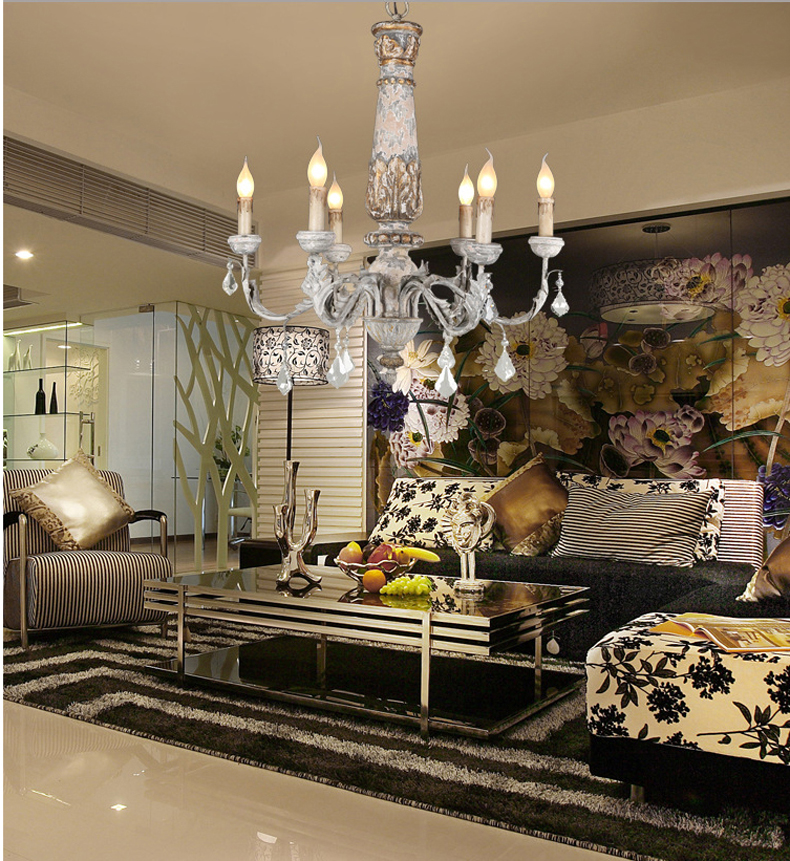 Wooden Iron Chandelier Lighting Vintage Crystal Lustre vintage chandelier(WH-CI-110)