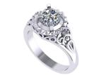 White Gold Lab Made Diamond Engagement Rings Brilliant Cut 1ct RD6.5MM size