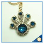 Rhinestone palmation Hand Shape Pendant key chain Custom Jewelry metal Key Chain