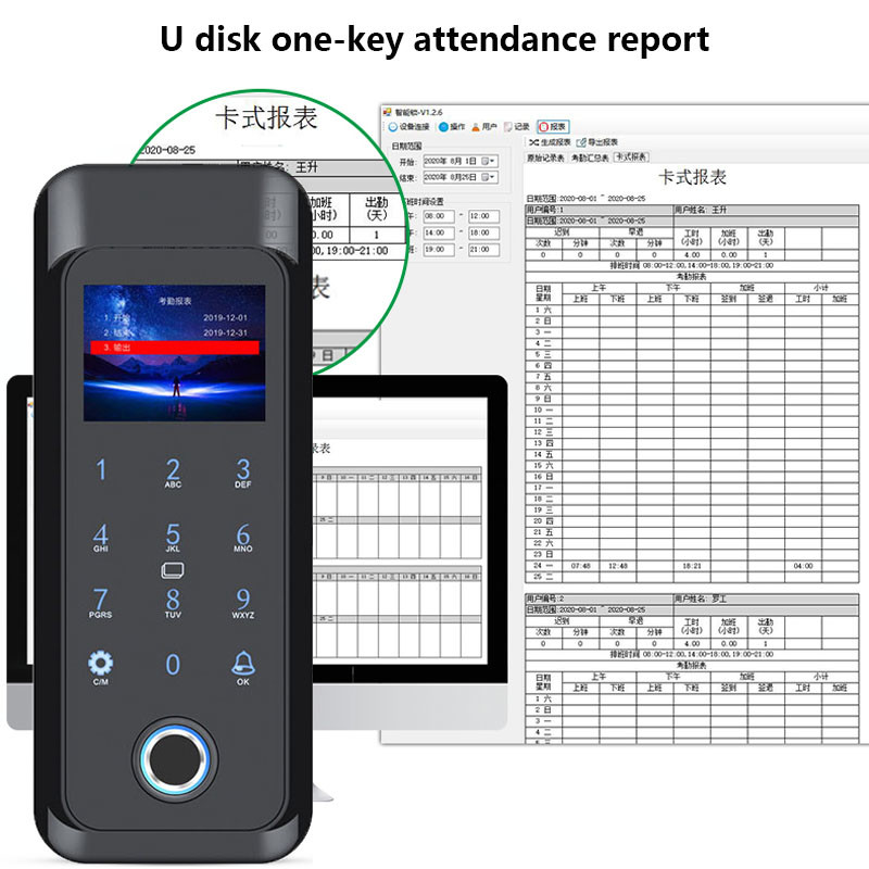 Sliding Door FCC 300 Fingerprint RFID Door Lock 2000 Card