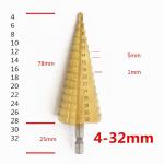 White Steel Step Reamer Straight Shank Titanium Drill Bit Set