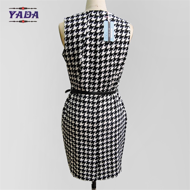 High quality small birds print summer casual slim fashion lady office dress made in China