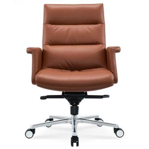 Wholesale Ergonomic Office Chair Flexible Chrome Wheel Convenient Swivel Leather PU Boss Manager Staff Chair Modern Revolving Massage from china suppliers