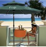 Resort Sunshade Umbrella White LED Light Centre Pole Circular Rotatable Parasol