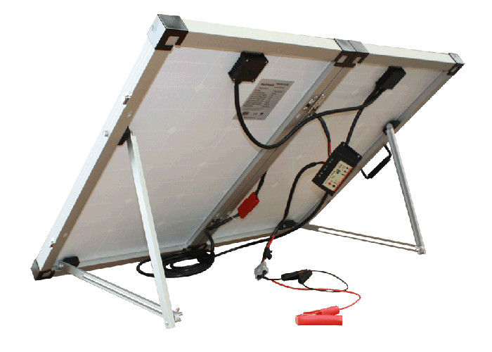 Black Portable Suitcase Solar Panels Heavy Duty Aluminum Frame And Leg