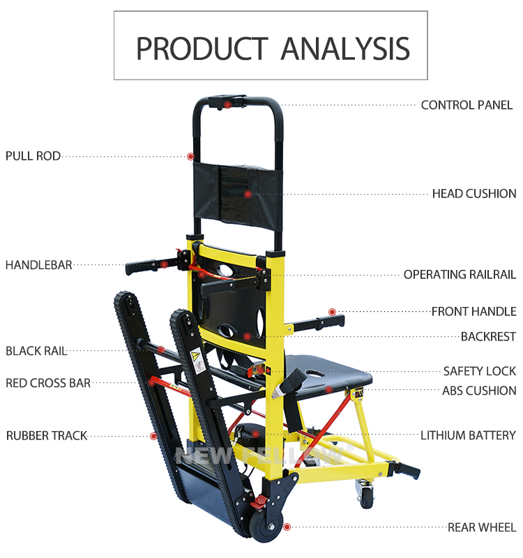 High Efficiency 200w One Person Use Stair Climbing Stretcher Wheelchair To Climb Stairs