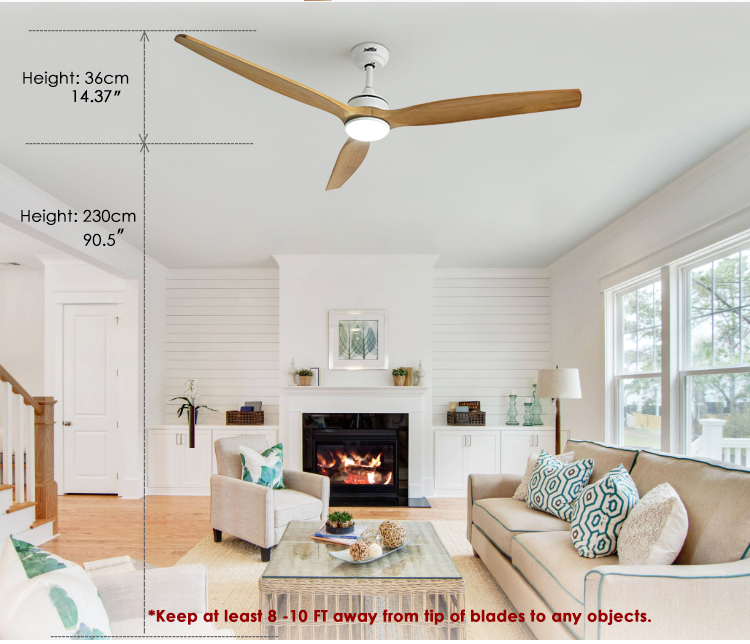 1stshine 60" Wooden Blades LED Ceiling Fan with F/R Function and Color Temperature CCT
