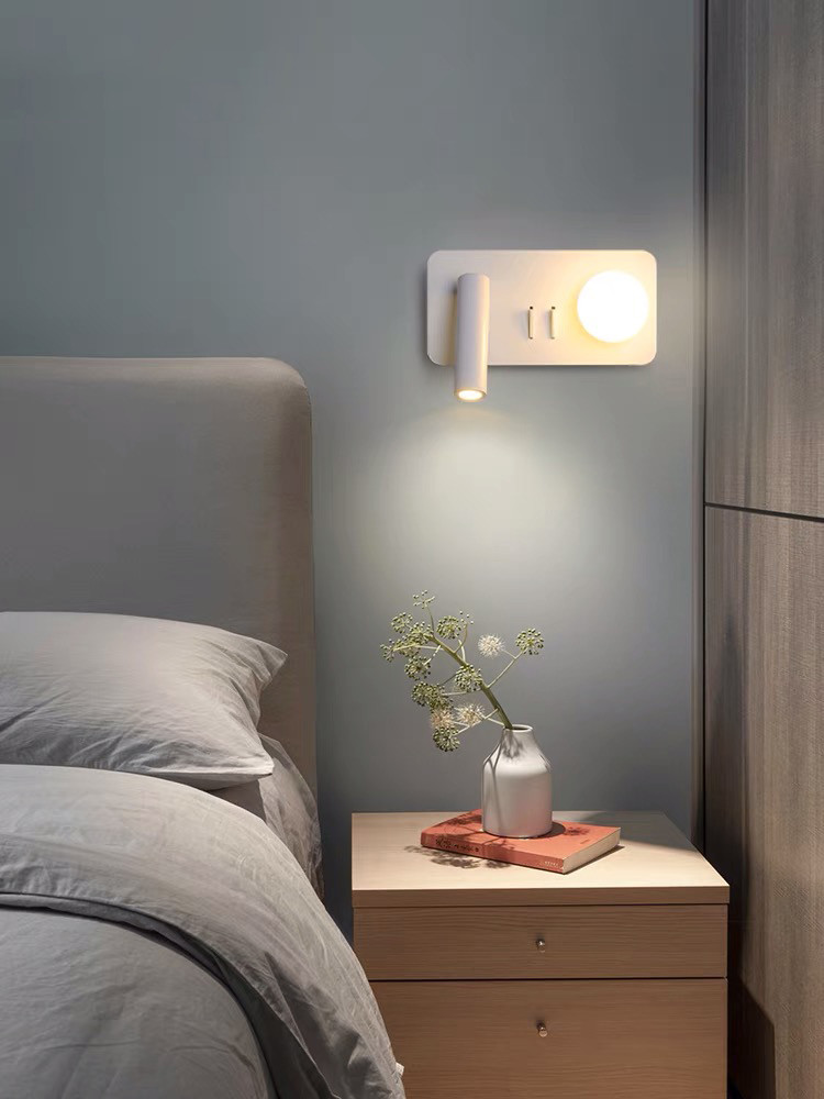 White Reading acrylic ball Wall Lamp 3W +5W Interior Bedroom Bedside Desk Wall Sconce Light Fixture For Indoor Hotel