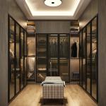 Foshan Factory Glass Door Walk In Closet , Wardrobe Wood Portable Closets