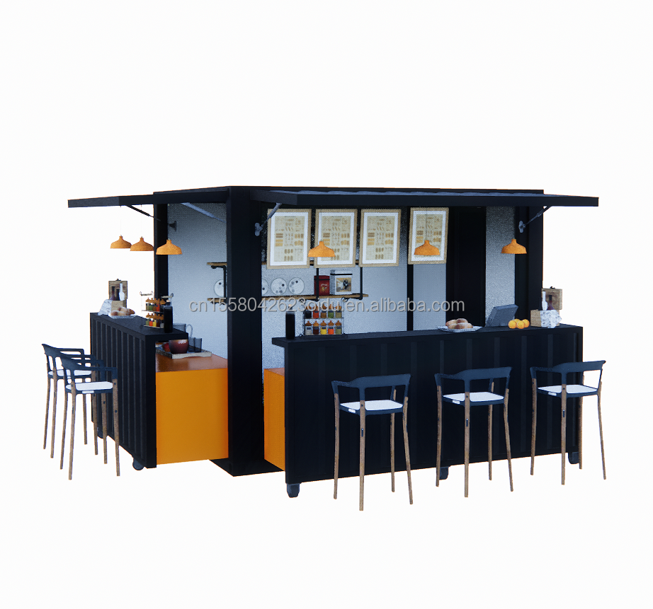 Fast Food Mini Pop-up Shop Cafe Shops Mobile Container Coffee Bar Houses with Modern Design Style and Aluminum Alloy Windows