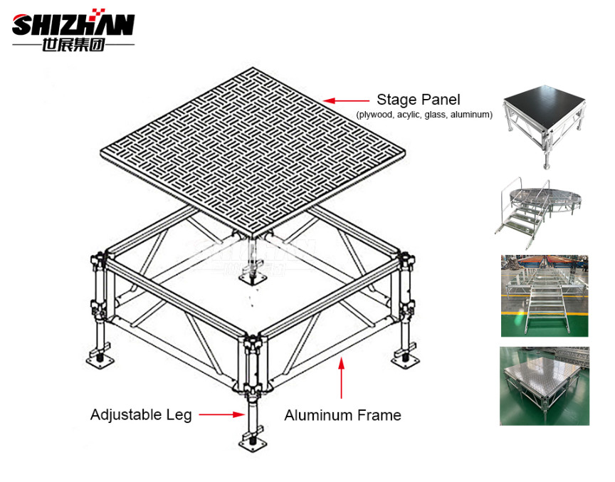 Aluminum Roof Truss System TUV Custom modular Outdoor Stage Platform