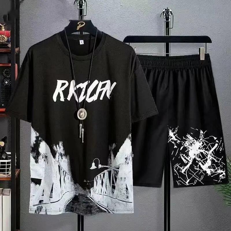 Men&prime;s Summer Thin Quick Drying Sportswear Men&prime;s Set with Short Sleeve Top and Sport Shorts