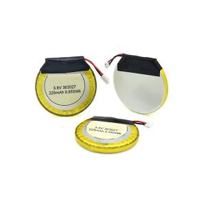 Wholesale 225mAh 3.8 V Li Polymer Battery Round / LiPo Battery For Bluetooth Headphones from china suppliers