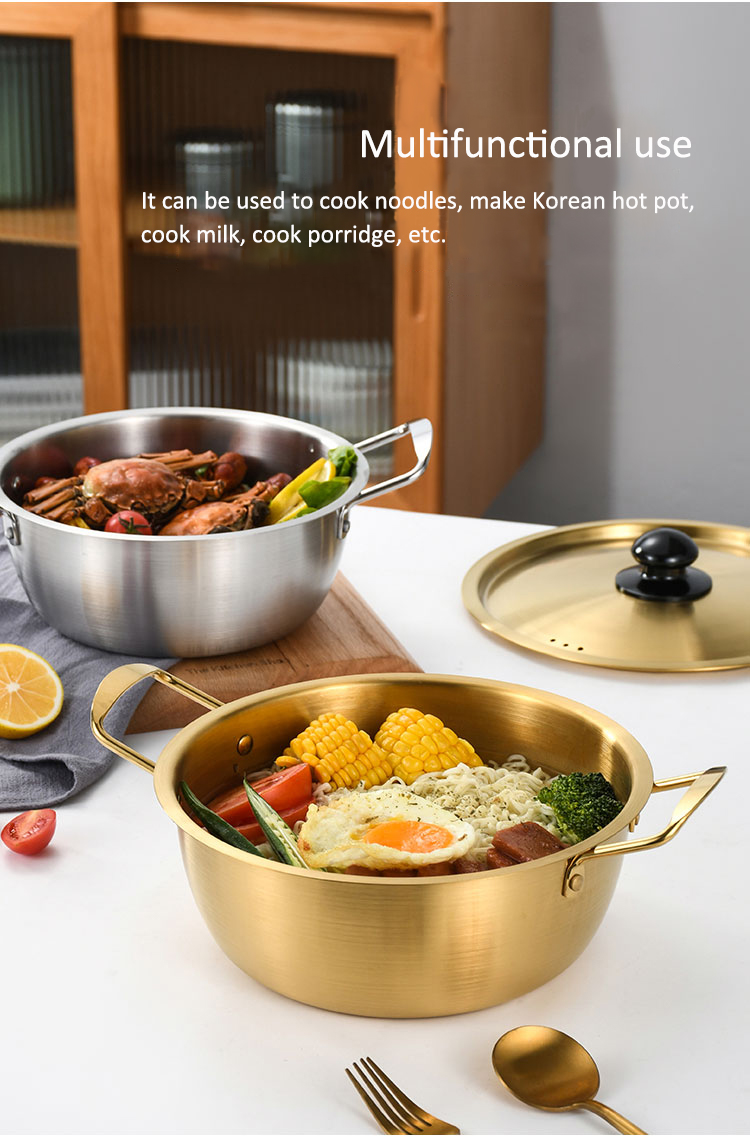 Kitchen Gold Instant Noodle Pot Home Use Stainless Steel Material