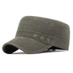 Circle Ring Stars Style Mens Flat Top Caps , Grey Hollow Flat Top Military Hat