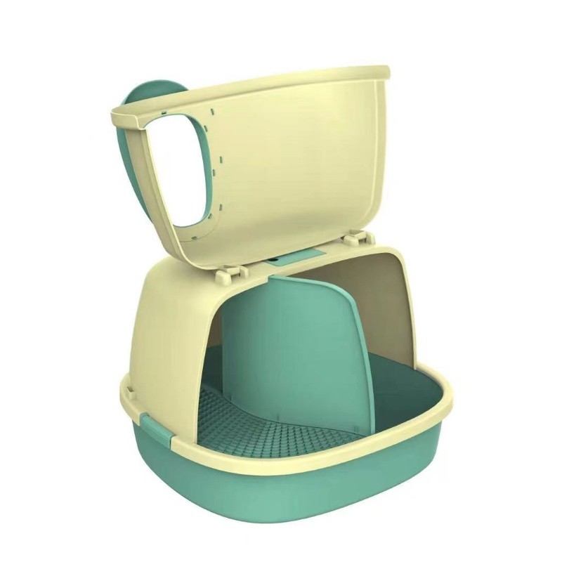 Blue Plastic Cat Litter Box OEM ODM Covered Kitty Litter Box