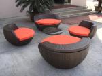 Hand-Woven Brown Cane Obelisk Chair Set For Living Room / Balcony