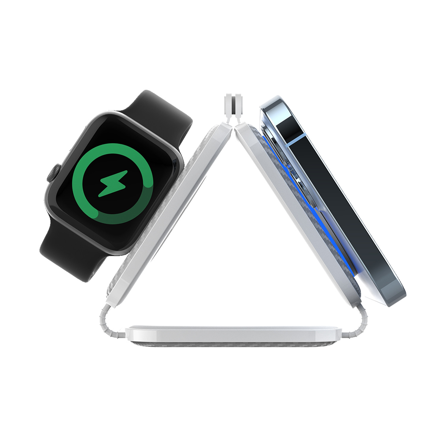 Foldable Three-In-One Magnetic Wireless Charger Abs Plastic for iPhone iWatch and More