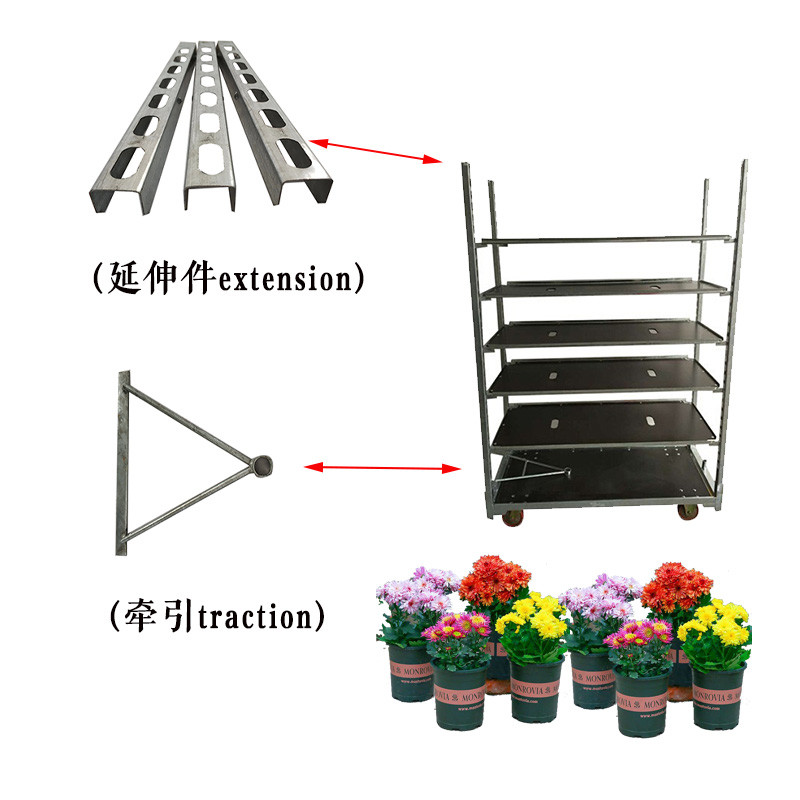 Greenhouse Rolling Plywood Dutch Flower Trolley Standard Container 1350mm