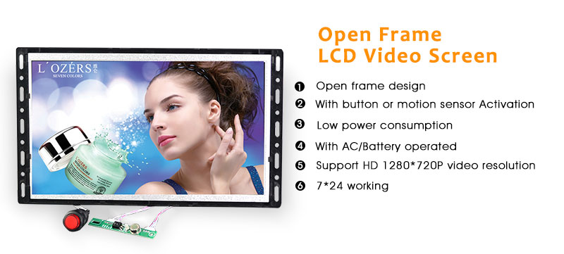 10 Inch Full HD LCD Screen Open Framed With 1280x720 Clear Image Quality