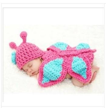 handmade pink butterfly Baby Photography Prop Crochet Hats Crochet Knitted