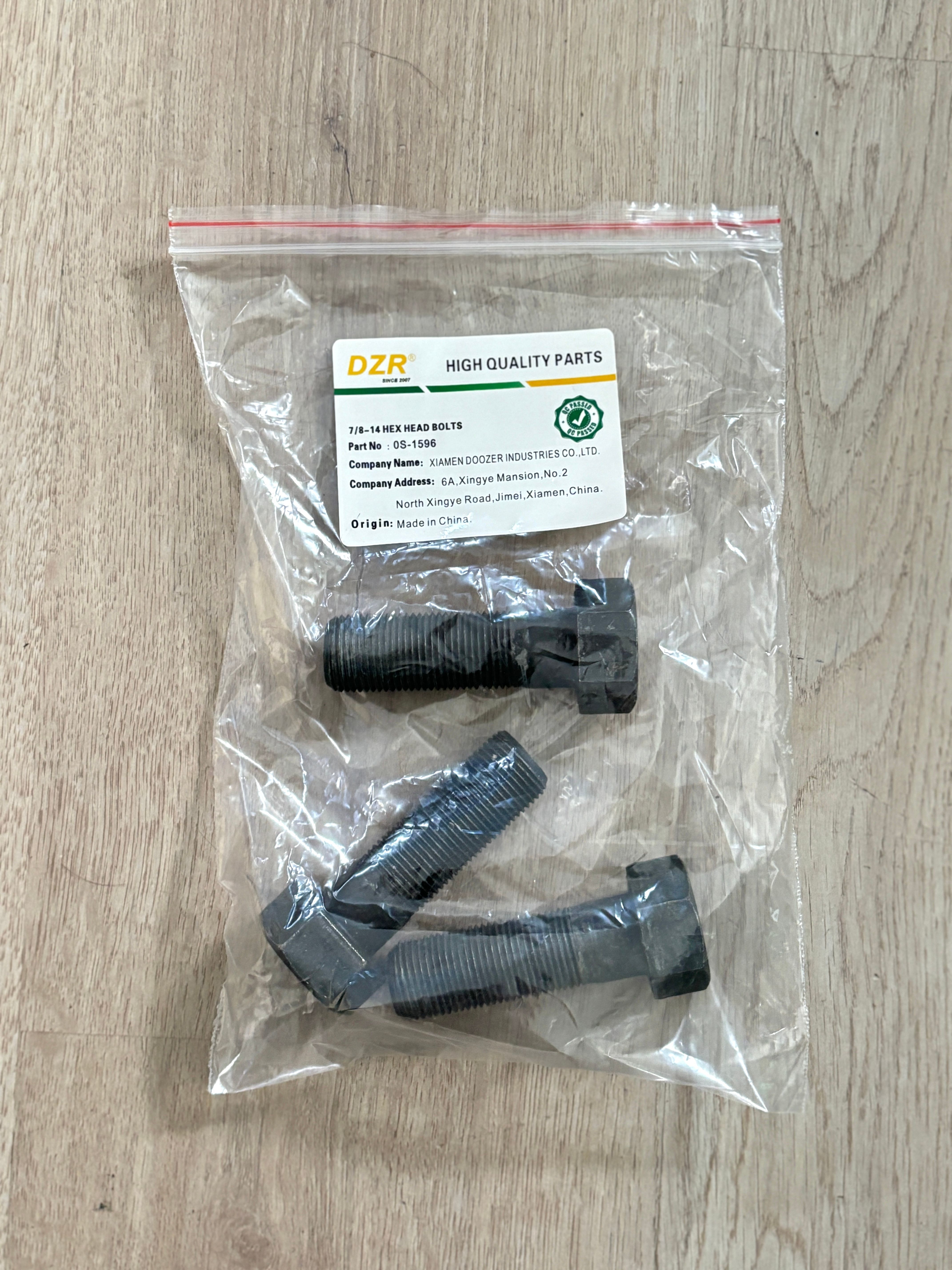 0S-1596 7/8-14 Hex Head Bolts For Construction Machinery Parts