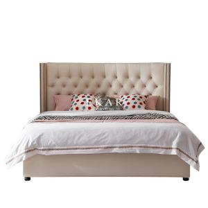 Wholesale Bed Designer Furniture Simple White Wood King Size Tufted Headboard Bed from china suppliers
