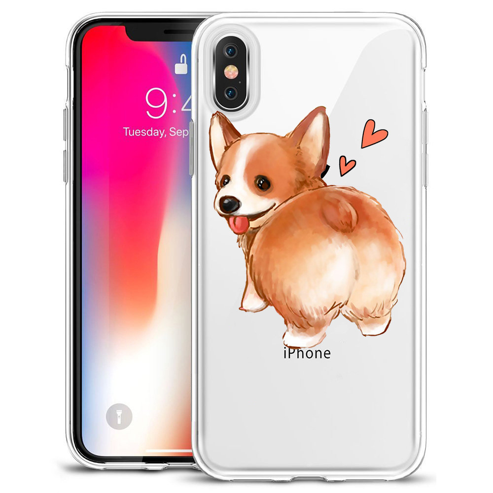 Thin Rubber Designer Cell Phone Cases For Iphone X Sweat Free Animal Puppy Dog Cat