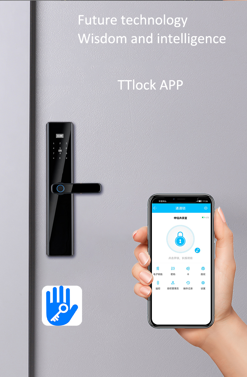 Intelligent Tuya Bluetooth Bedroom Door Lock Fingerprint Smart Door Lock